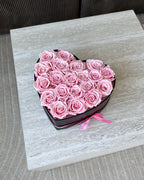 Hjerteboks - 20 babypink roser